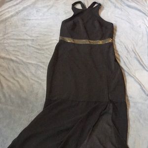 Black maxi dress with gold detail